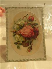 26 ANTIQUE EPHEMERA EMBELLISHED SINGLE PANEL DIE CUT CARDS - USED